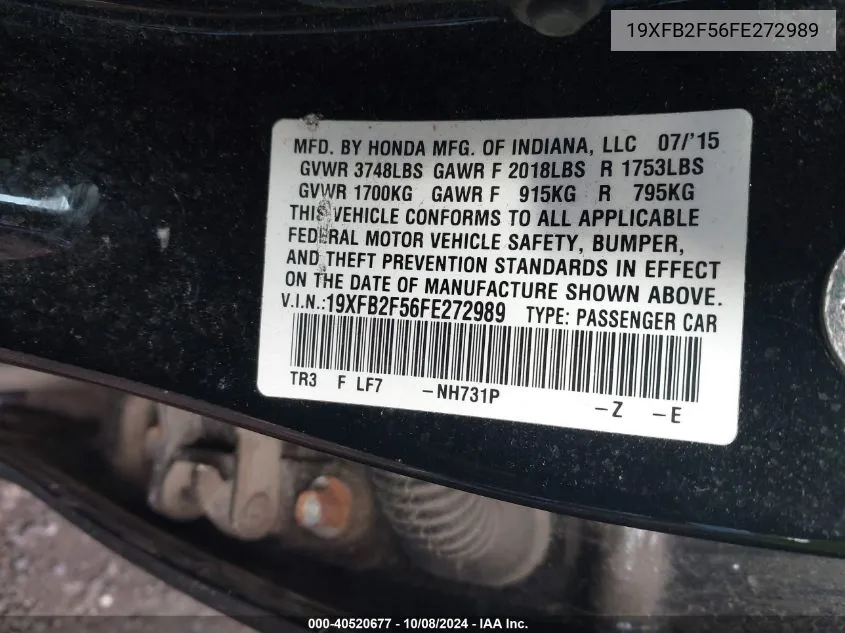 19XFB2F56FE272989 2015 Honda Civic Lx