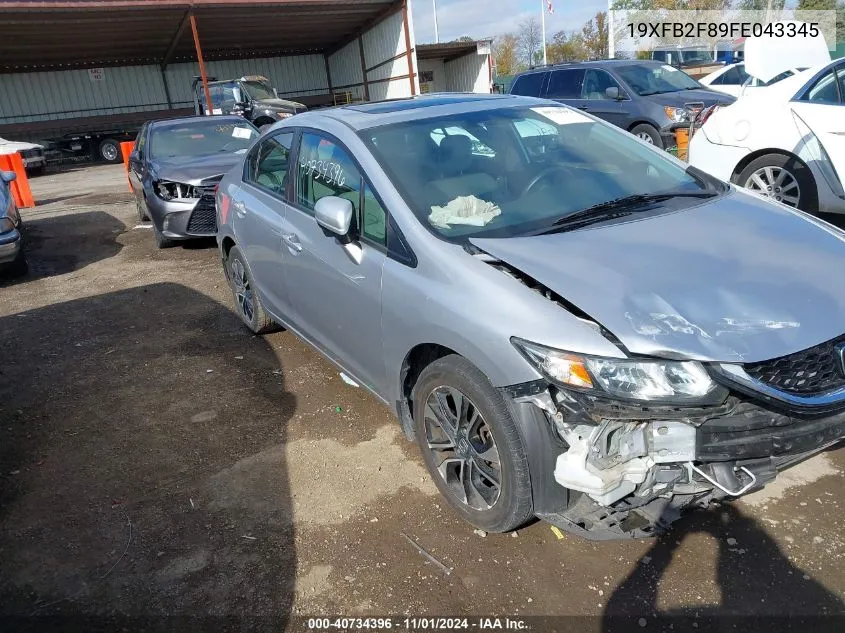 2015 Honda Civic Ex VIN: 19XFB2F89FE043345 Lot: 40734396