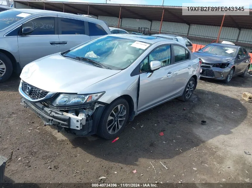 2015 Honda Civic Ex VIN: 19XFB2F89FE043345 Lot: 40734396