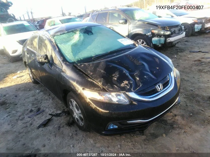 2015 Honda Civic Hybrid VIN: 19XFB4F20FE000407 Lot: 40737257