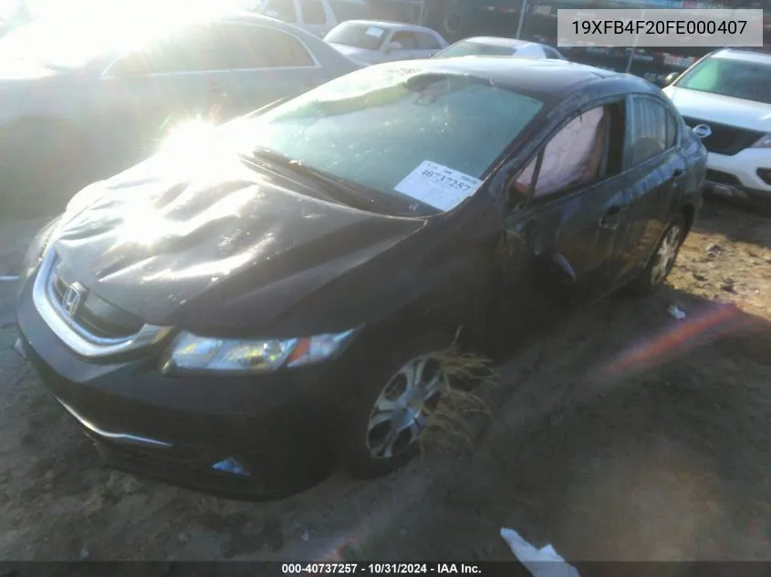 2015 Honda Civic Hybrid VIN: 19XFB4F20FE000407 Lot: 40737257