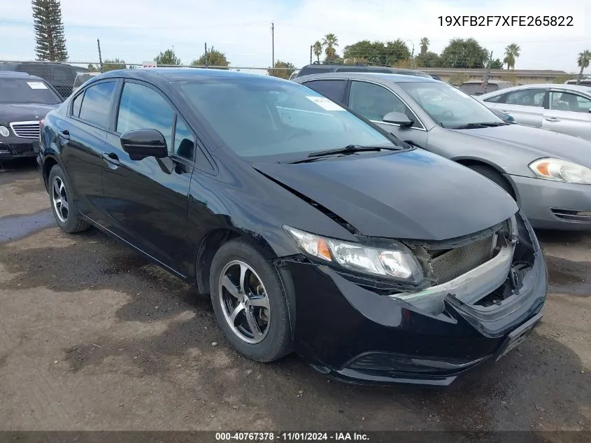 2015 Honda Civic Se VIN: 19XFB2F7XFE265822 Lot: 40767378