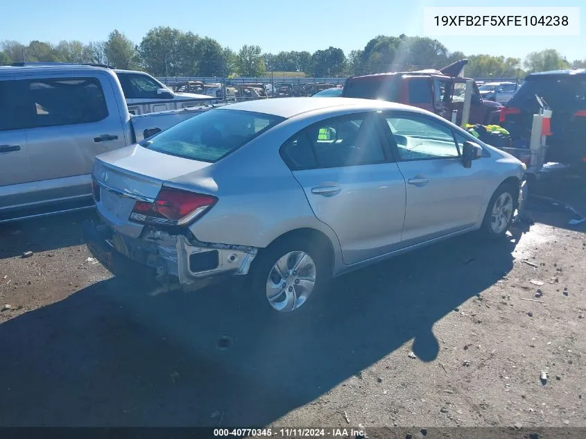 2015 Honda Civic Lx VIN: 19XFB2F5XFE104238 Lot: 40770345