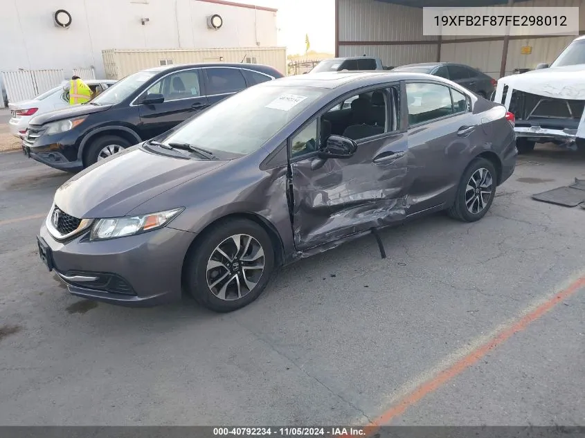 2015 Honda Civic Ex VIN: 19XFB2F87FE298012 Lot: 40792234