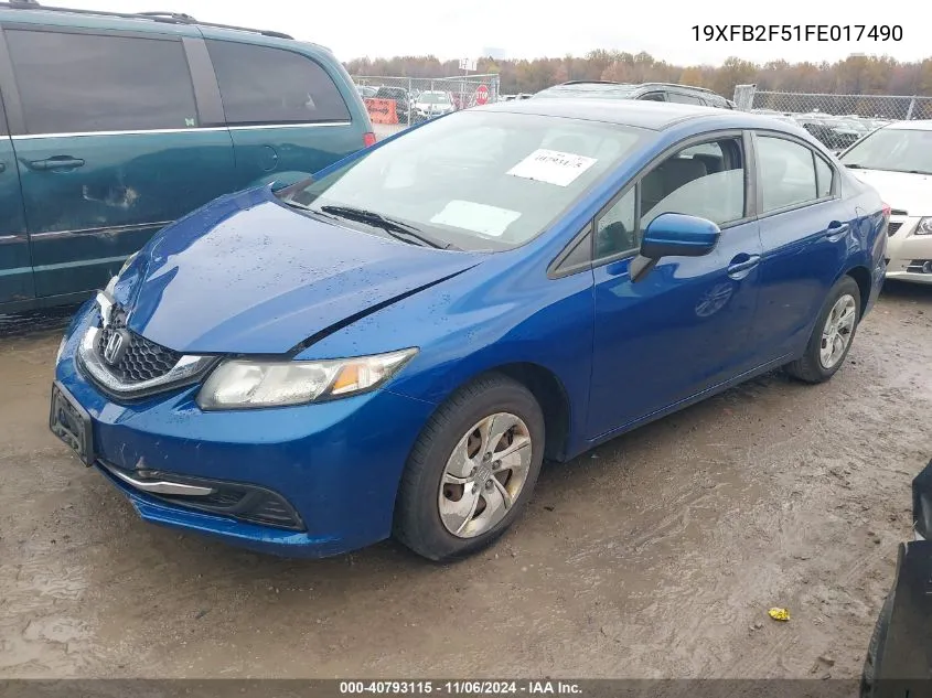 2015 Honda Civic Lx VIN: 19XFB2F51FE017490 Lot: 40793115