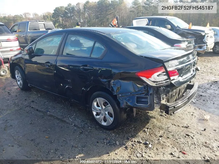 2015 Honda Civic Lx VIN: 2HGFB2F52FH545187 Lot: 40801572