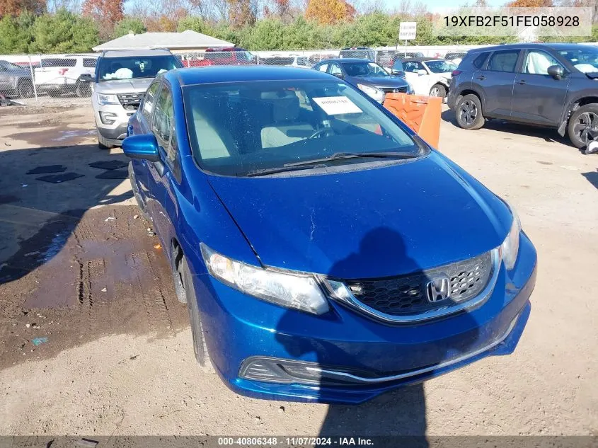 2015 Honda Civic Lx VIN: 19XFB2F51FE058928 Lot: 40806348