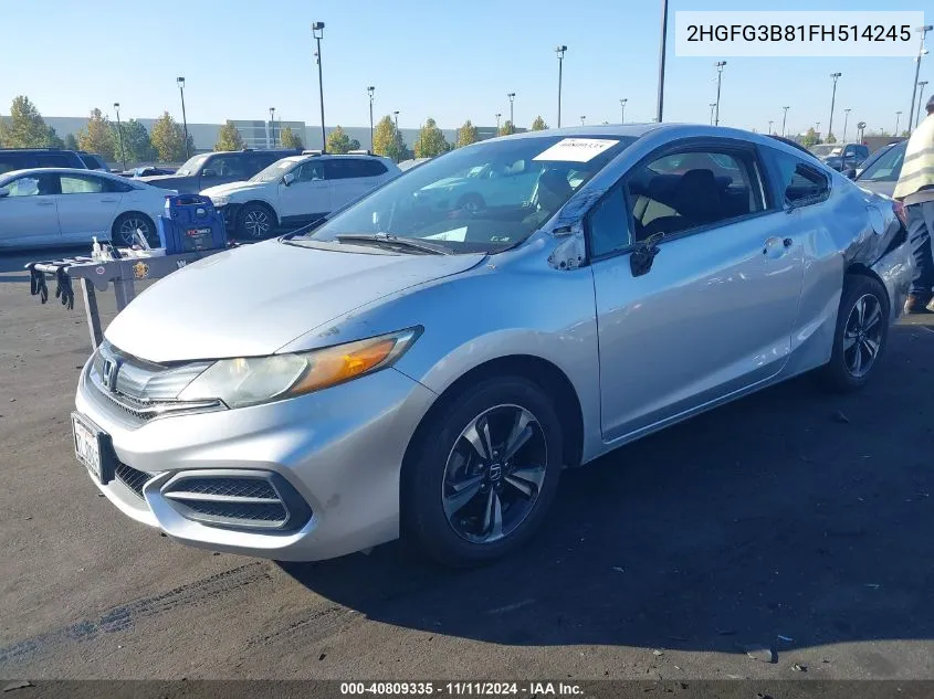 2015 Honda Civic Ex VIN: 2HGFG3B81FH514245 Lot: 40809335