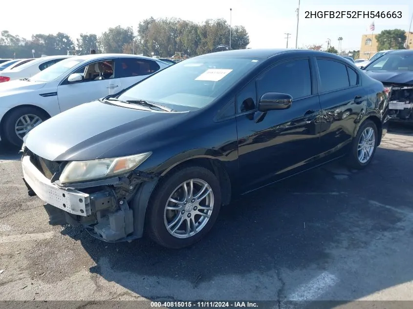 2015 Honda Civic Lx VIN: 2HGFB2F52FH546663 Lot: 40815015