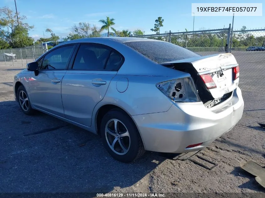 2015 Honda Civic Se VIN: 19XFB2F74FE057077 Lot: 40816129