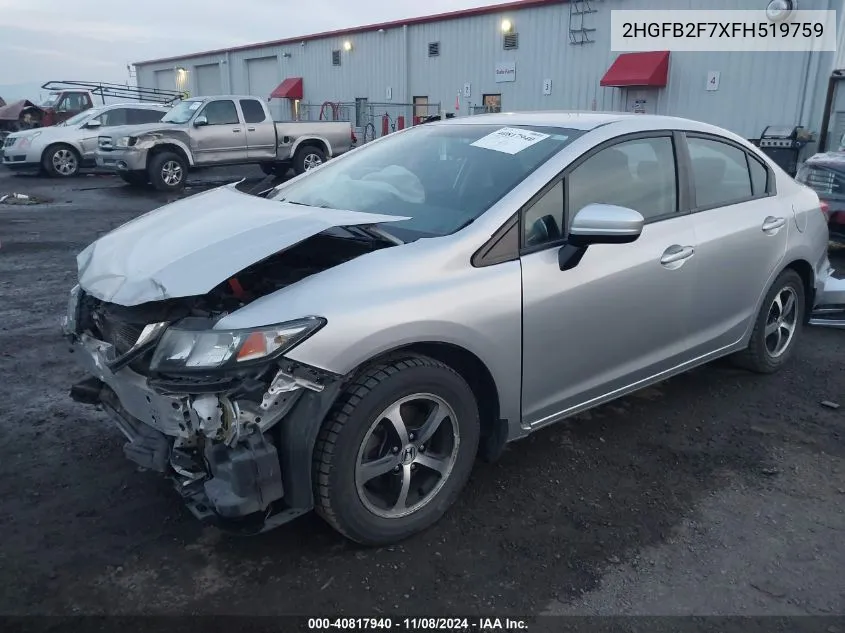 2015 Honda Civic Se VIN: 2HGFB2F7XFH519759 Lot: 40817940