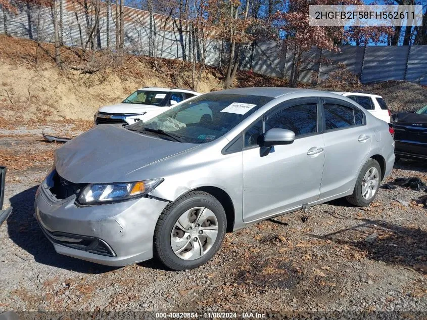 2015 Honda Civic Lx VIN: 2HGFB2F58FH562611 Lot: 40820854