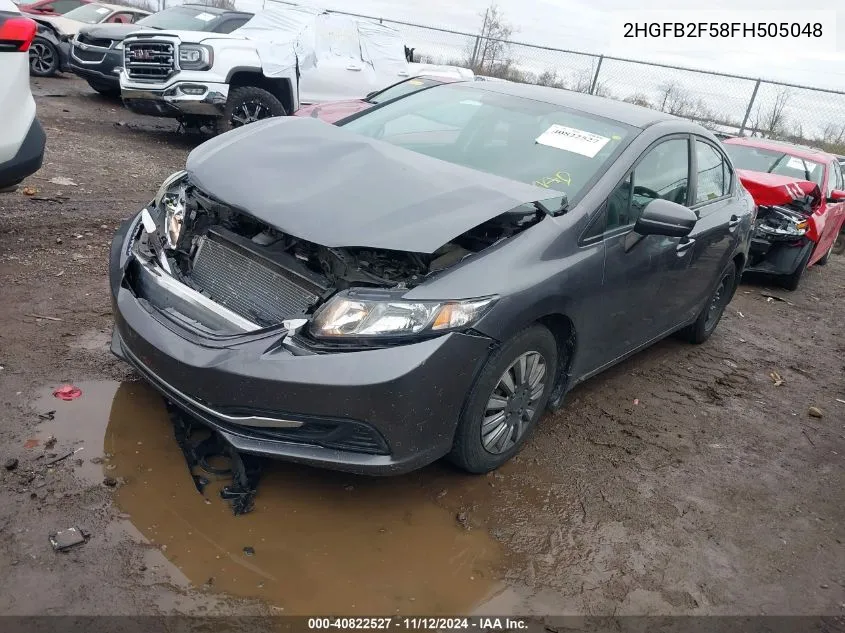 2015 Honda Civic Lx VIN: 2HGFB2F58FH505048 Lot: 40822527