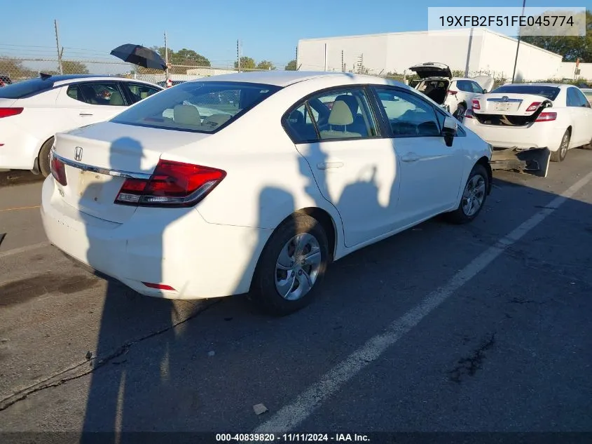 2015 Honda Civic Lx VIN: 19XFB2F51FE045774 Lot: 40839820