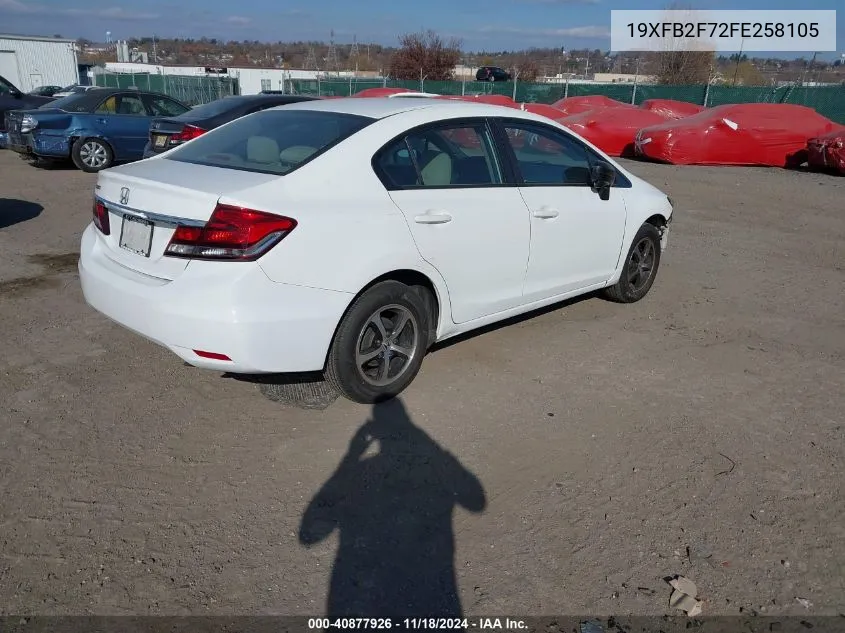 2015 Honda Civic Se VIN: 19XFB2F72FE258105 Lot: 40877926