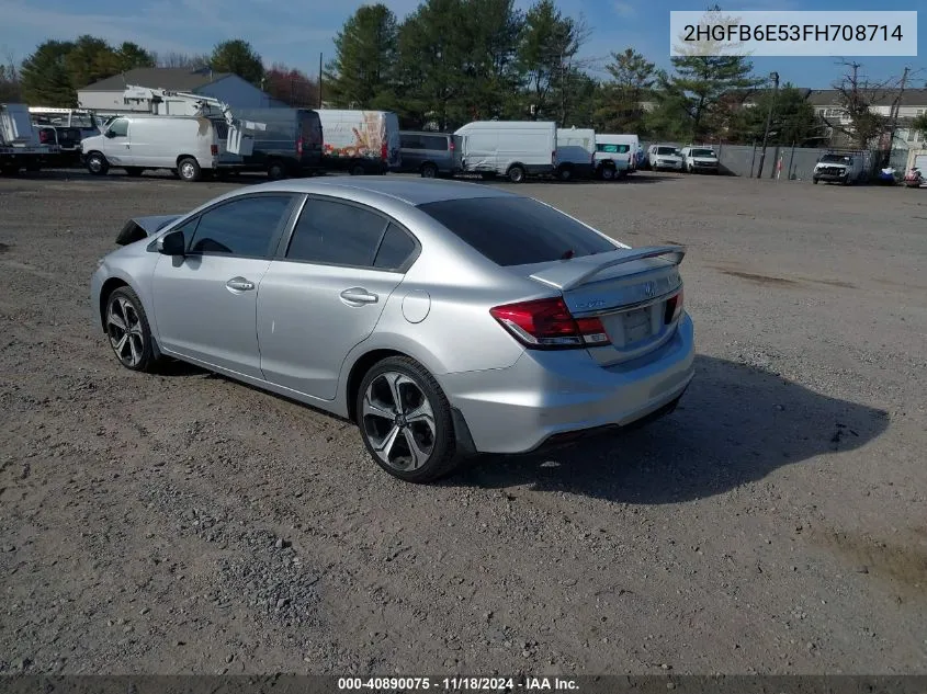 2015 Honda Civic Si VIN: 2HGFB6E53FH708714 Lot: 40890075