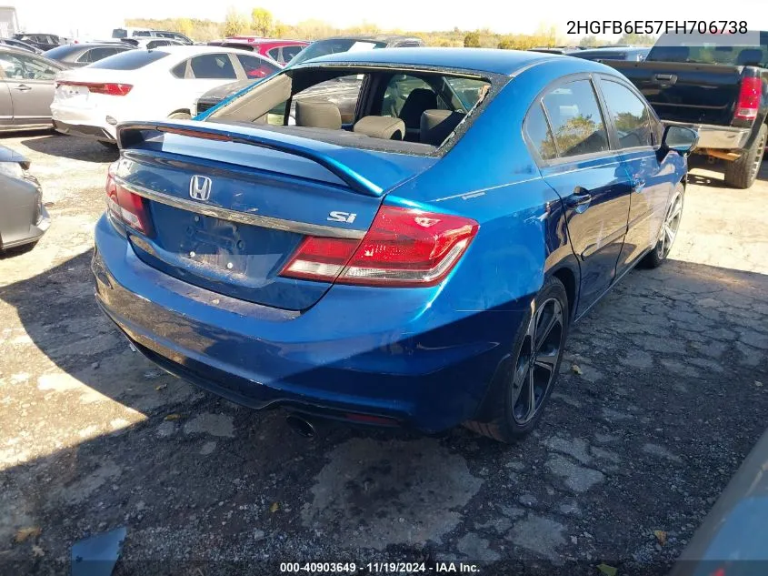 2015 Honda Civic Si VIN: 2HGFB6E57FH706738 Lot: 40903649