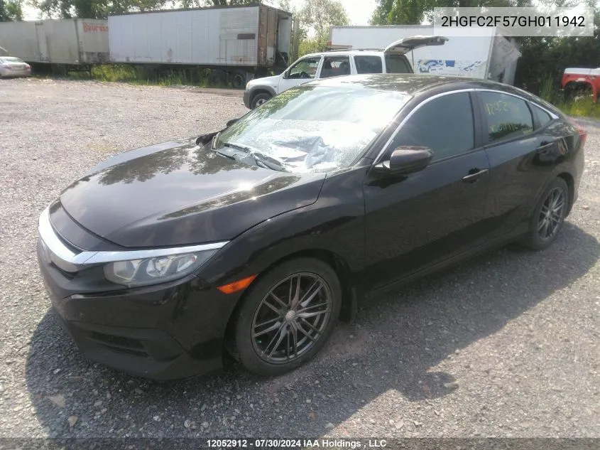 2016 Honda Civic Sedan VIN: 2HGFC2F57GH011942 Lot: 12052912