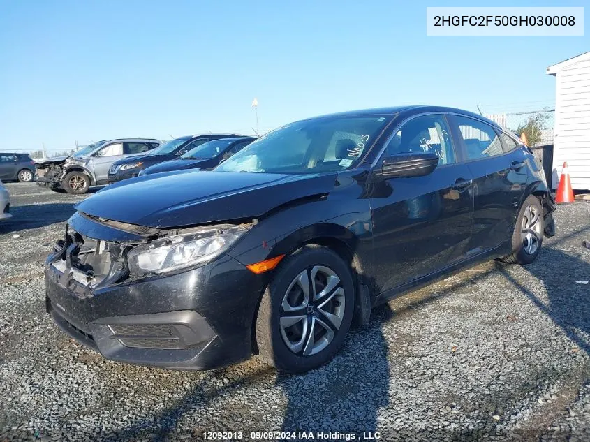 2016 Honda Civic Sedan VIN: 2HGFC2F50GH030008 Lot: 12092013