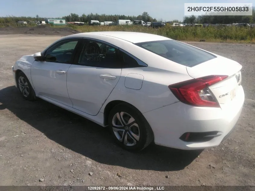 2016 Honda Civic Sedan VIN: 2HGFC2F55GH005833 Lot: 12092672