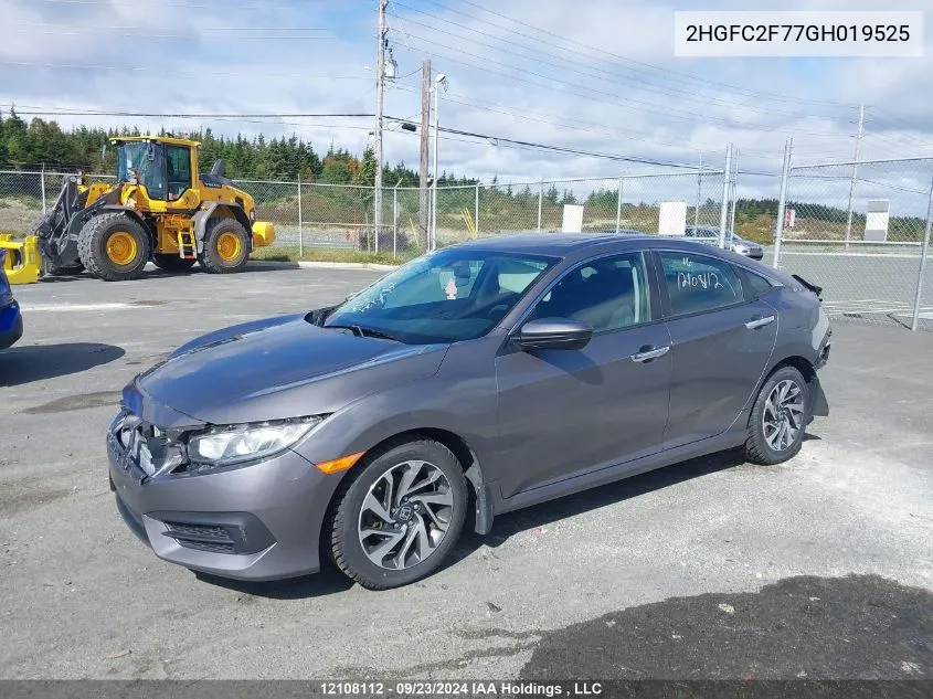 2016 Honda Civic Sedan VIN: 2HGFC2F77GH019525 Lot: 12108112