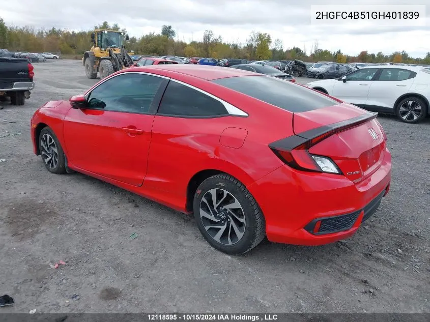 2HGFC4B51GH401839 2016 Honda Civic