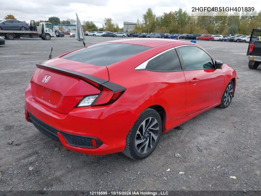 2HGFC4B51GH401839 2016 Honda Civic