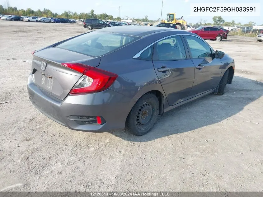 2016 Honda Civic Lx VIN: 2HGFC2F59GH033991 Lot: 12120313