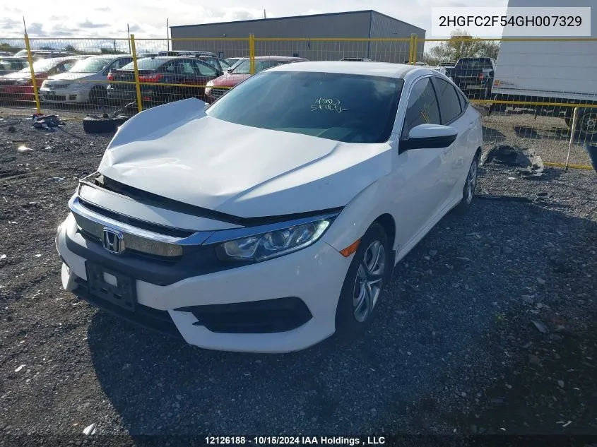 2016 Honda Civic Sedan VIN: 2HGFC2F54GH007329 Lot: 12126188