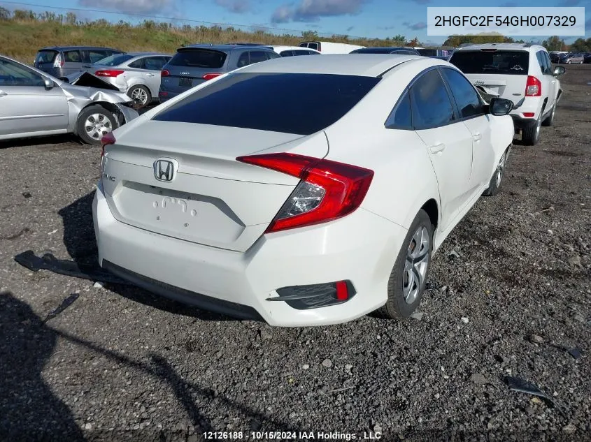 2016 Honda Civic Sedan VIN: 2HGFC2F54GH007329 Lot: 12126188