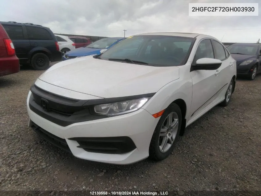 2016 Honda Civic Sedan VIN: 2HGFC2F72GH003930 Lot: 12130558