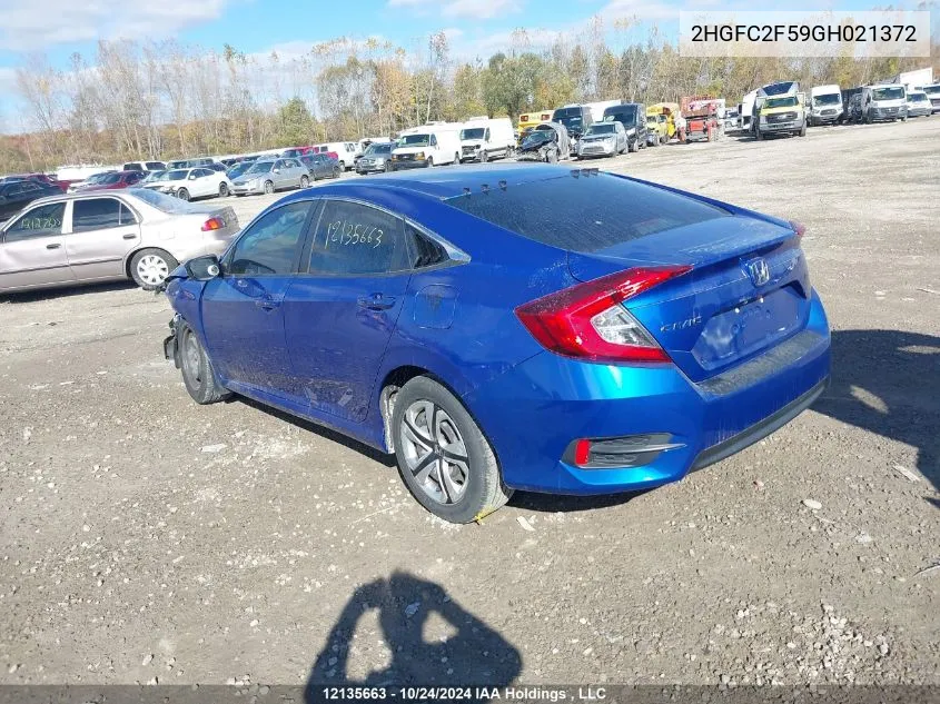 2016 Honda Civic Sedan VIN: 2HGFC2F59GH021372 Lot: 12135663