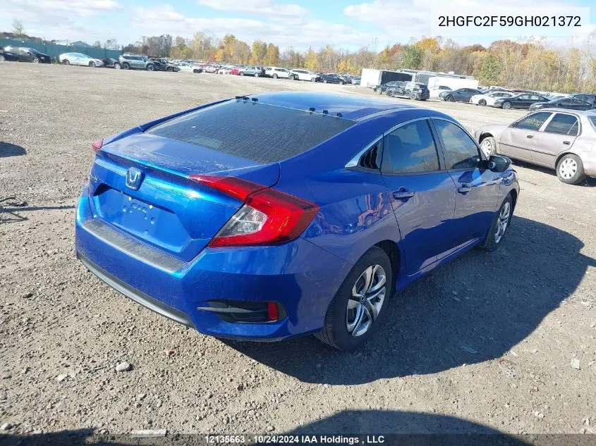 2016 Honda Civic Sedan VIN: 2HGFC2F59GH021372 Lot: 12135663