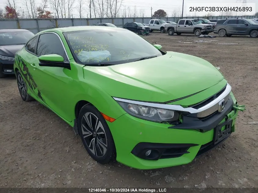 2016 Honda Civic VIN: 2HGFC3B3XGH426893 Lot: 12140346