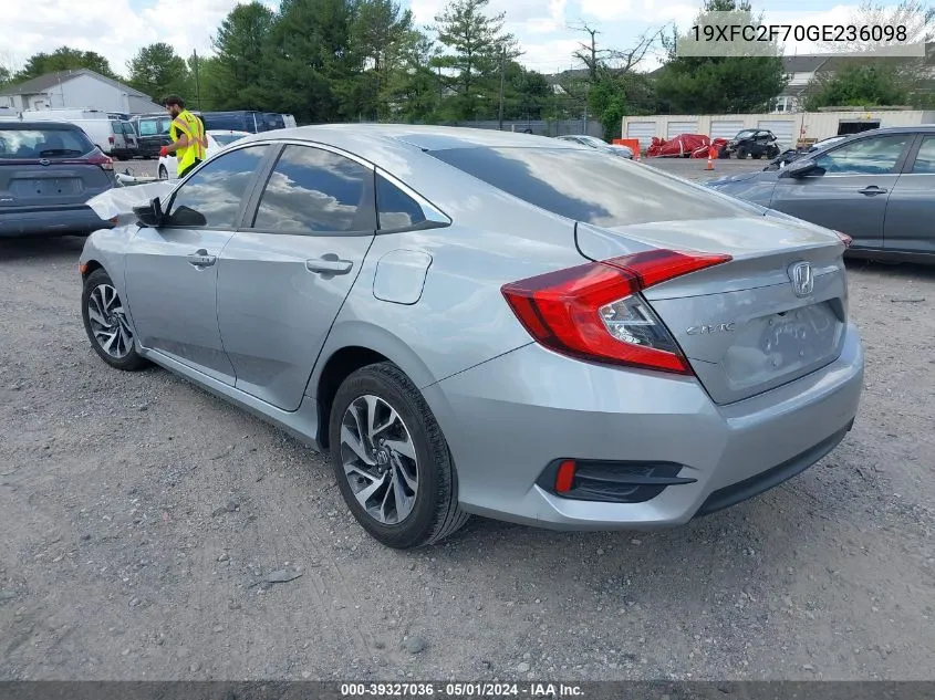 2016 Honda Civic Ex VIN: 19XFC2F70GE236098 Lot: 39327036