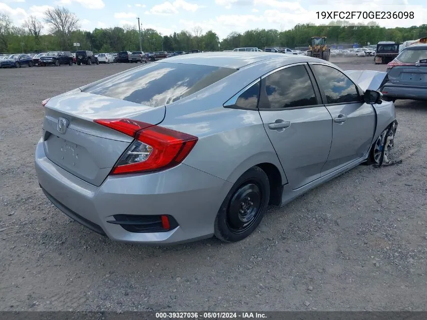 2016 Honda Civic Ex VIN: 19XFC2F70GE236098 Lot: 39327036