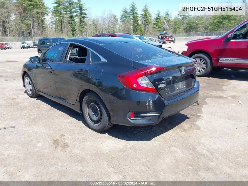 2016 Honda Civic Lx VIN: 2HGFC2F51GH515404 Lot: 39336516