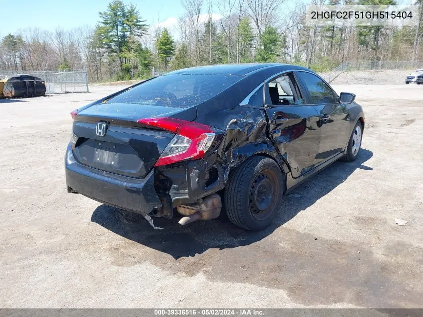 2016 Honda Civic Lx VIN: 2HGFC2F51GH515404 Lot: 39336516