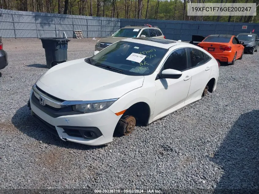 2016 Honda Civic Ex-L VIN: 19XFC1F76GE200247 Lot: 39336710