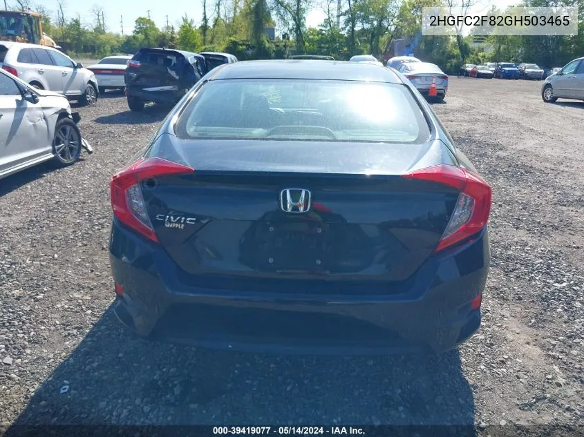 2016 Honda Civic Ex VIN: 2HGFC2F82GH503465 Lot: 39419077