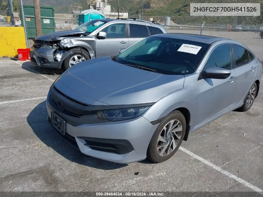 2016 Honda Civic Ex VIN: 2HGFC2F70GH541526 Lot: 39454034