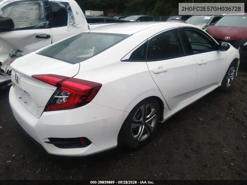 2HGFC2E57GH036728 2016 Honda Civic Lx