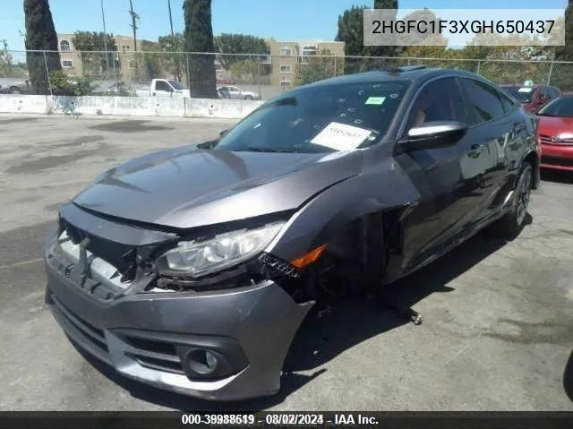 2016 Honda Civic Ex-T VIN: 2HGFC1F3XGH650437 Lot: 39988619