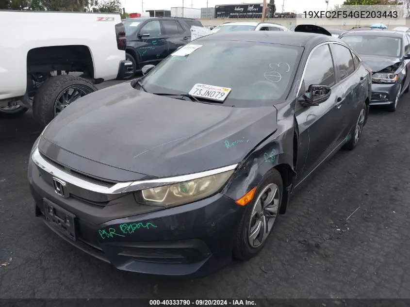 19XFC2F54GE203443 2016 Honda Civic Lx