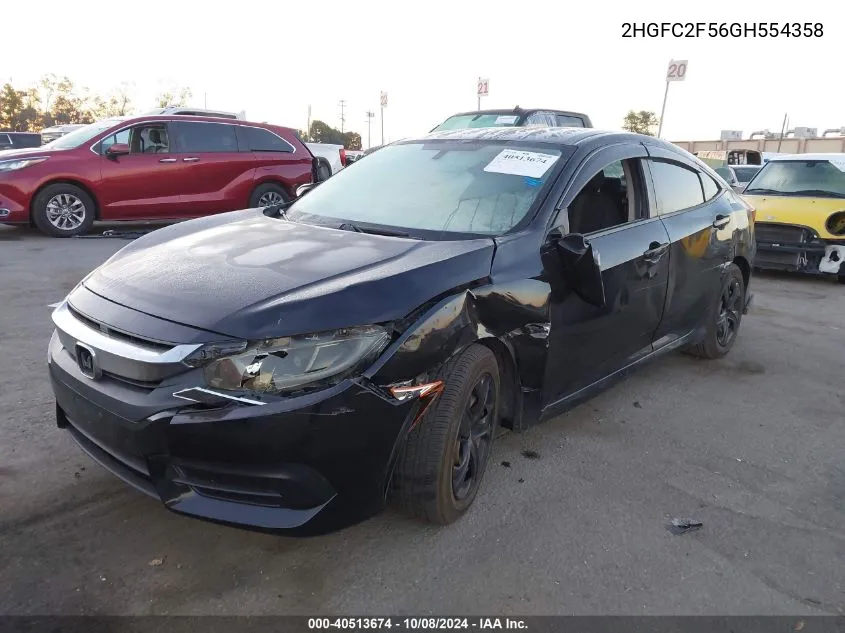 2016 Honda Civic Lx VIN: 2HGFC2F56GH554358 Lot: 40513674