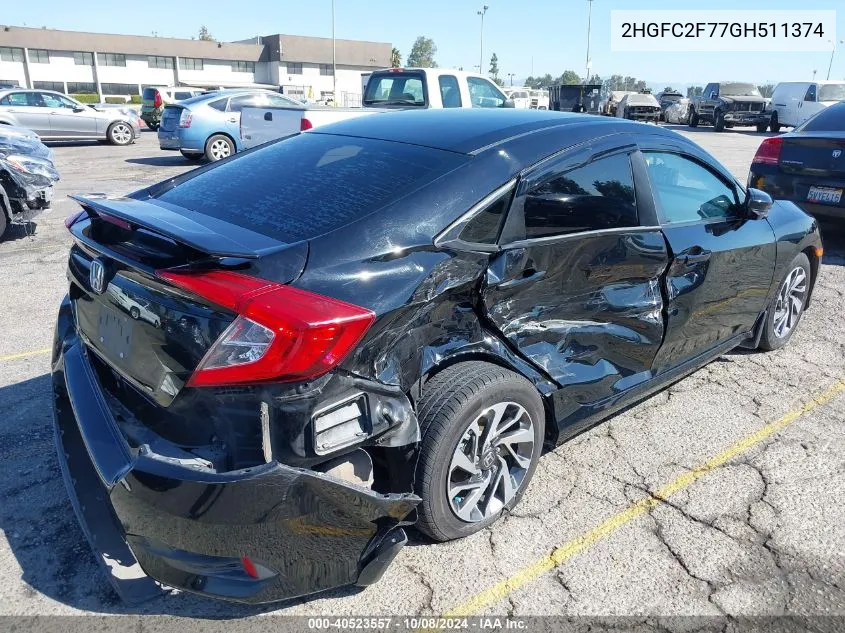 2016 Honda Civic Ex VIN: 2HGFC2F77GH511374 Lot: 40523557