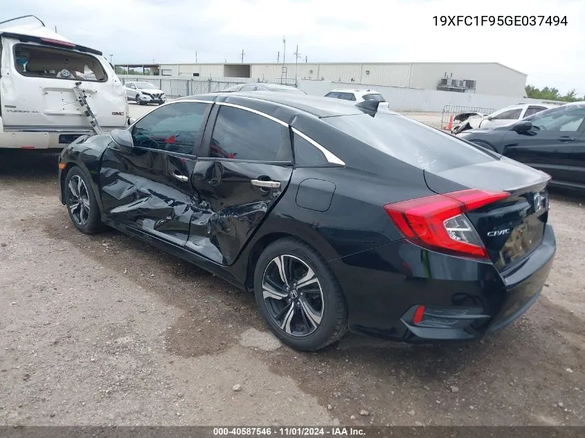 2016 Honda Civic Touring VIN: 19XFC1F95GE037494 Lot: 40587546