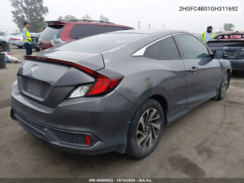 2HGFC4B01GH311692 2016 Honda Civic Lx-P