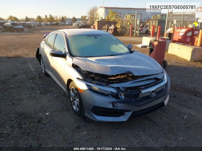 19XFC2E57GE005781 2016 Honda Civic Lx