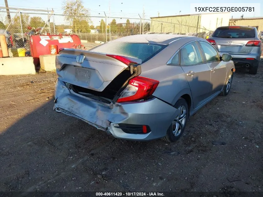 19XFC2E57GE005781 2016 Honda Civic Lx